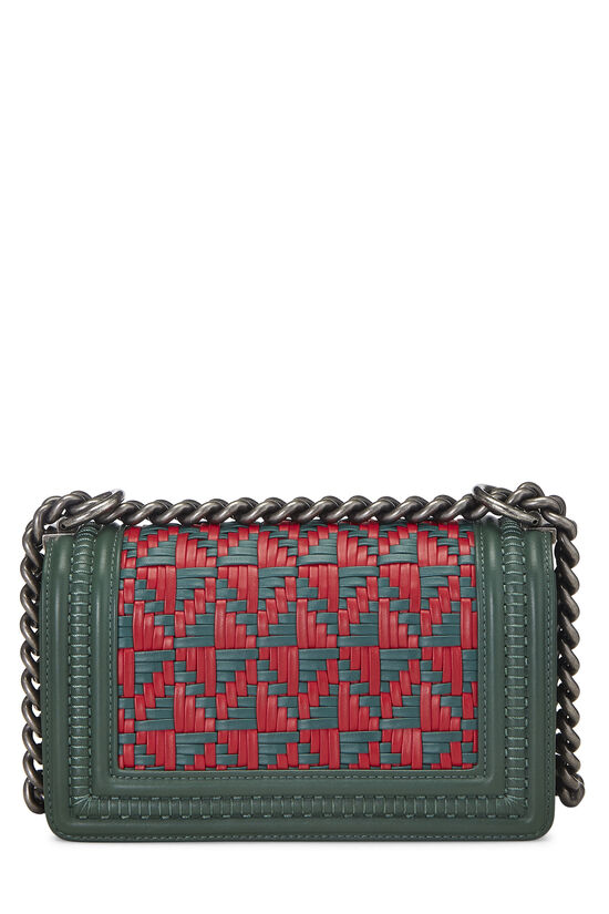 Green & Red Woven Lambskin Boy Bag Small, , large image number 5