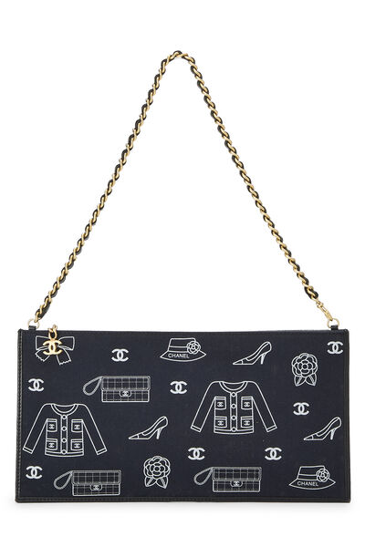 Navy Canvas Icon Print Pouch