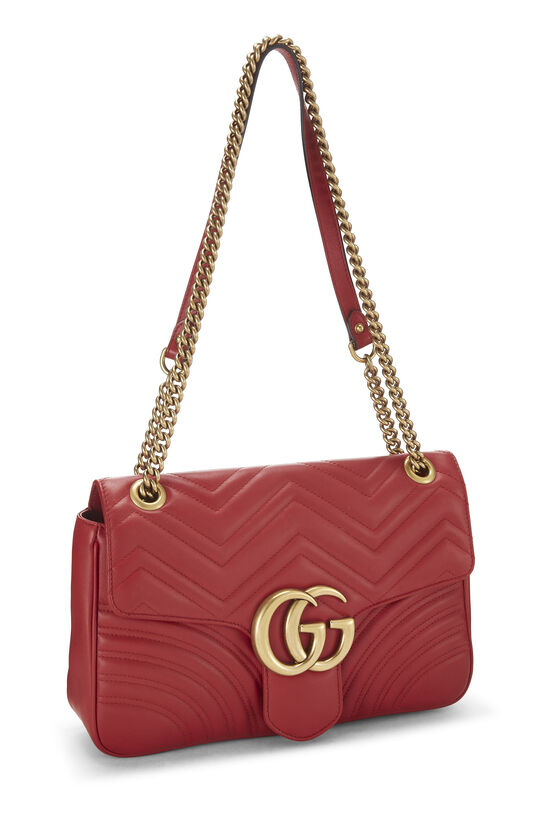 Red Leather GG Marmont Shoulder Bag, , large image number 1