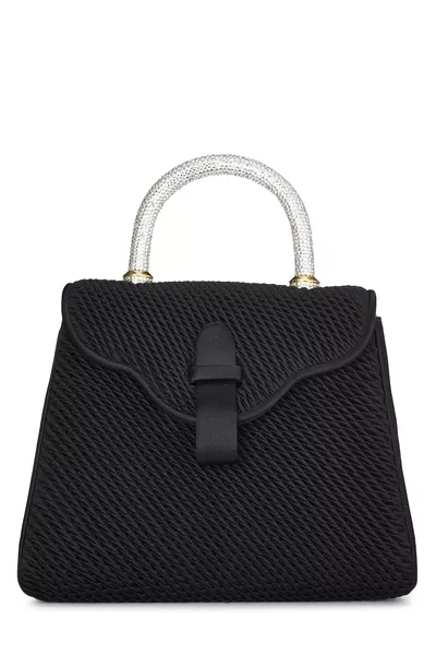 Black Satin Crystal Top Handle