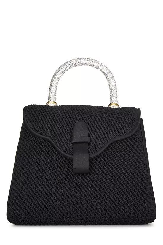Black Satin Crystal Top Handle, , large image number 0