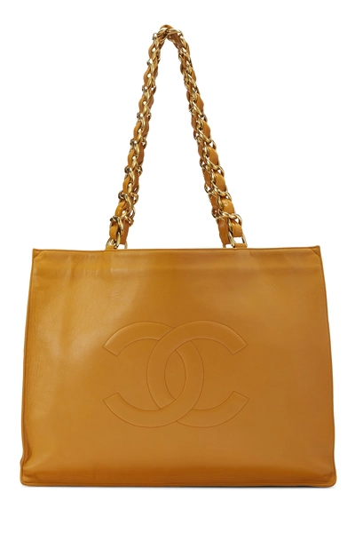 Orange Lambskin Flat Chain Handle Tote