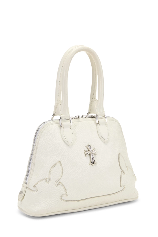 White Leather Cross Top Handle Bag, , large image number 1