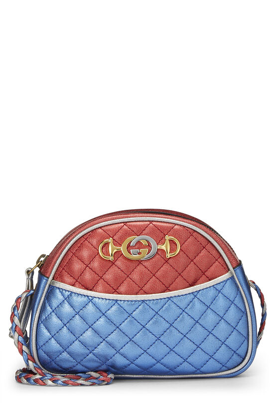 Red & Blue Quilted Leather Trapuntata Crossbody Bag Mini, , large image number 1