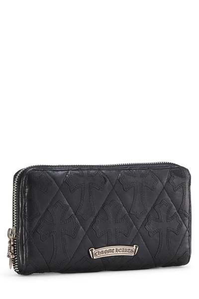 Black Leather Cemetery Cross Zip-Around Wallet, , large