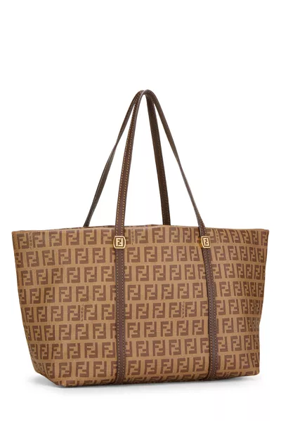 Brown Zucchino Coated Canvas Tote Small, , large
