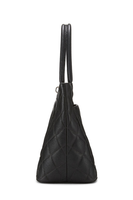 Black Quilted Caviar Medallion Tote, , large image number 2
