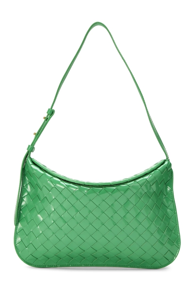 Bottega Veneta Green Patent Intrecciato Cradle Shoulder Bag