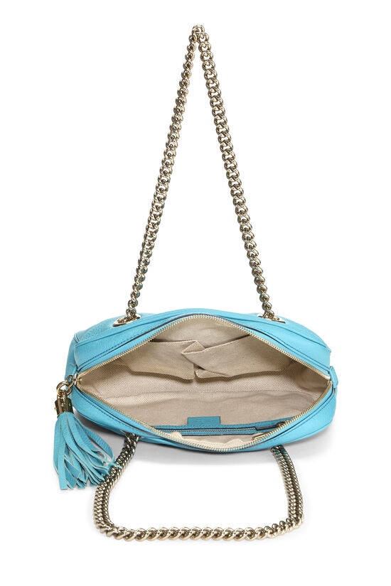 Blue Leather Soho Chain Shoulder Bag, , large image number 5