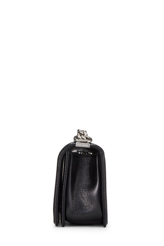 Black Quilted Patent Leather Boy Bag Medium, , large image number 3