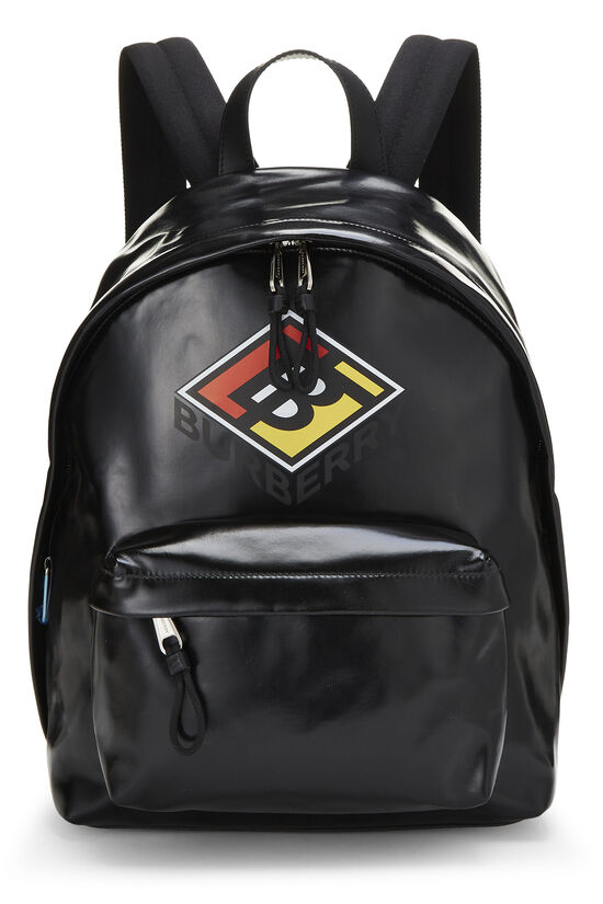 Black Coated Canvas 'TB' Logo Backpack, , large image number 0