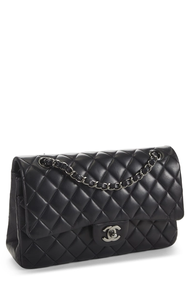 Navy Quilted Lambskin Classic Double Flap Medium, , large