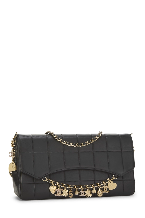 Black Lambskin Chocolate Bar Lucky Charms Flap Bag, , large image number 1