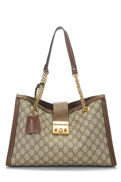 Gucci Brown GG Supreme Canvas Padlock Shoulder Bag