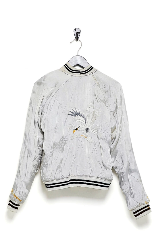 WGACA Vintage Silver Silk & Black Velvet Guam Reversible Jacket, , large image number 1