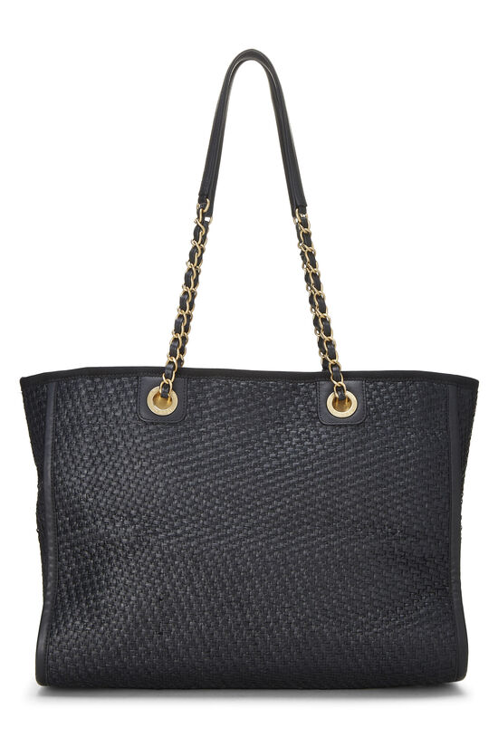 Black & Natural Woven Raffia Deauville Tote Medium, , large image number 3
