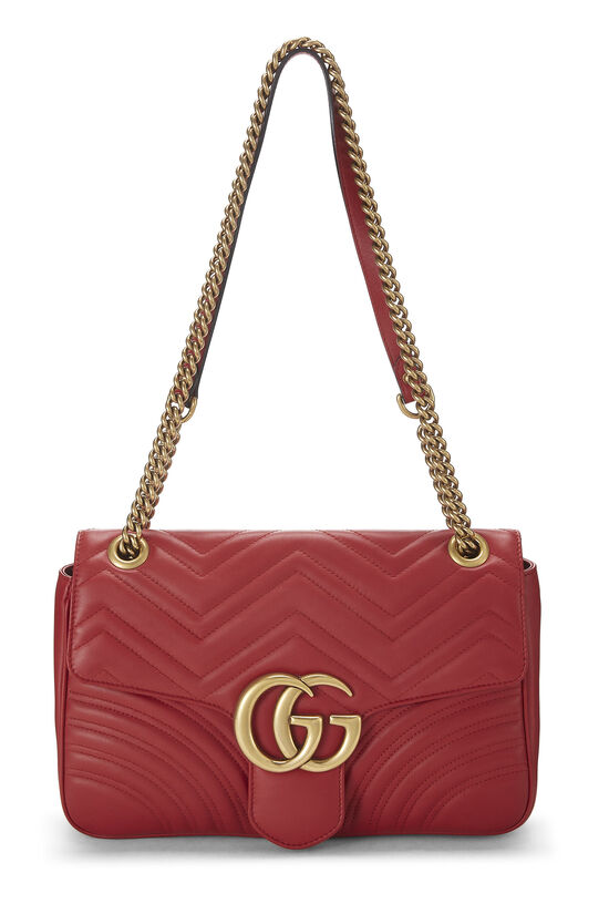 Red Leather GG Marmont Shoulder Bag, , large image number 0