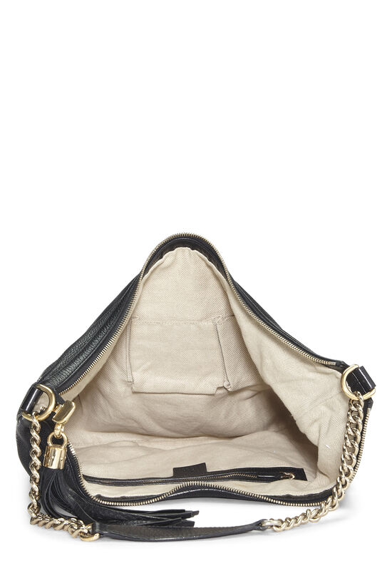 Black Grained Leather Soho Chain Hobo Large, , large image number 5