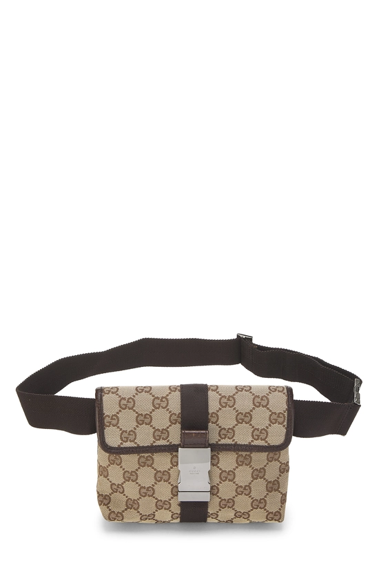 Brown Original GG Canvas Buckle Flap Belt Bag Small, , large image number 0