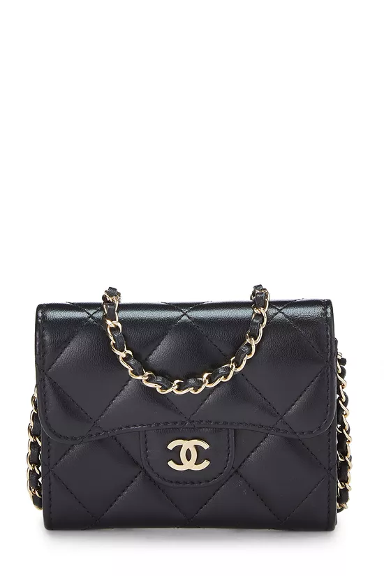 Black Quilted Lambskin Classic Flap Coin Purse, , large image number 0
