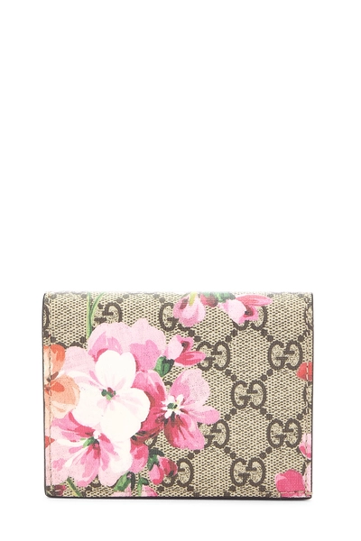 Pink Original GG Supreme Canvas Compact Blooms Wallet