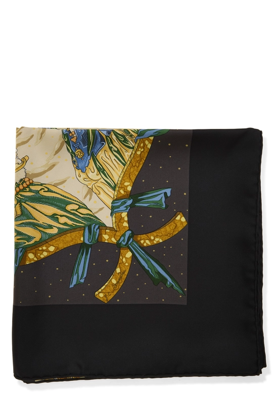 Black & Multicolor 'Cavaliers des Nuages' Silk Scarf 90, , large image number 1
