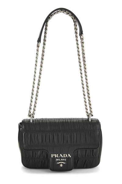 Black Nappa Gaufre Crossbody Bag