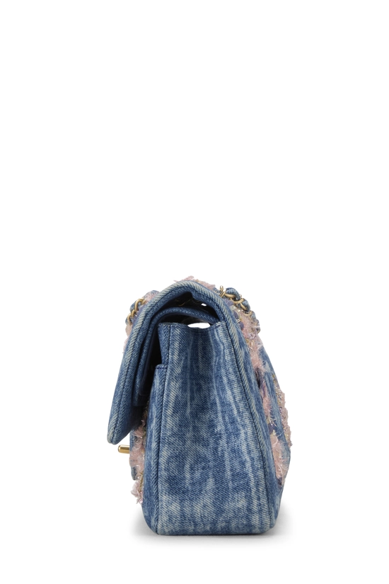 Pink Tweed Denim Classic Double Flap Medium, , large image number 2