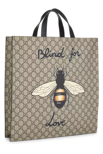 Black GG Supreme Canvas "Blind For Love" 2Way Tote Large, , large