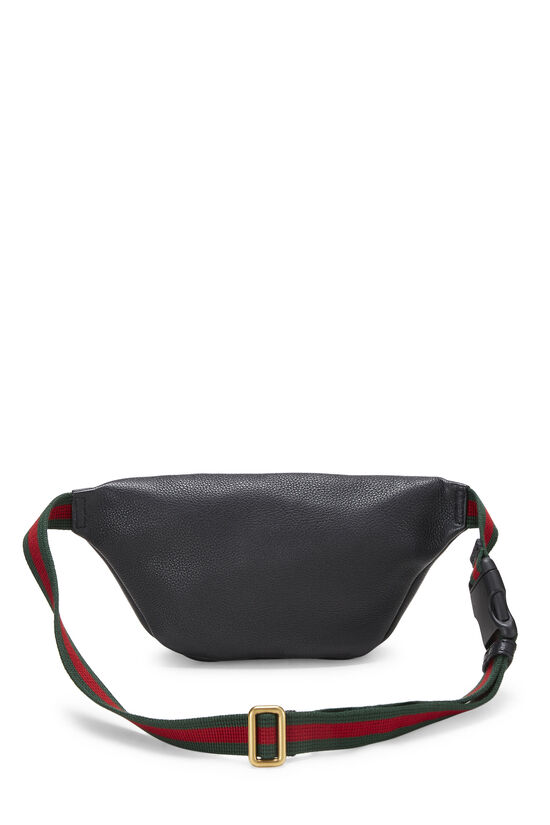 Black Grained Leather Logo Web Belt Bag Small, , large image number 3