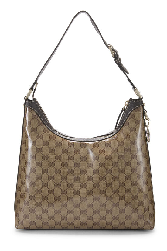 Brown GG Crystal Canvas Charmy Hobo, , large image number 3
