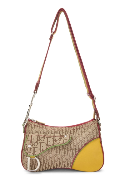 Christian Dior Beige Trotter Canvas Rasta Double Saddle Bag