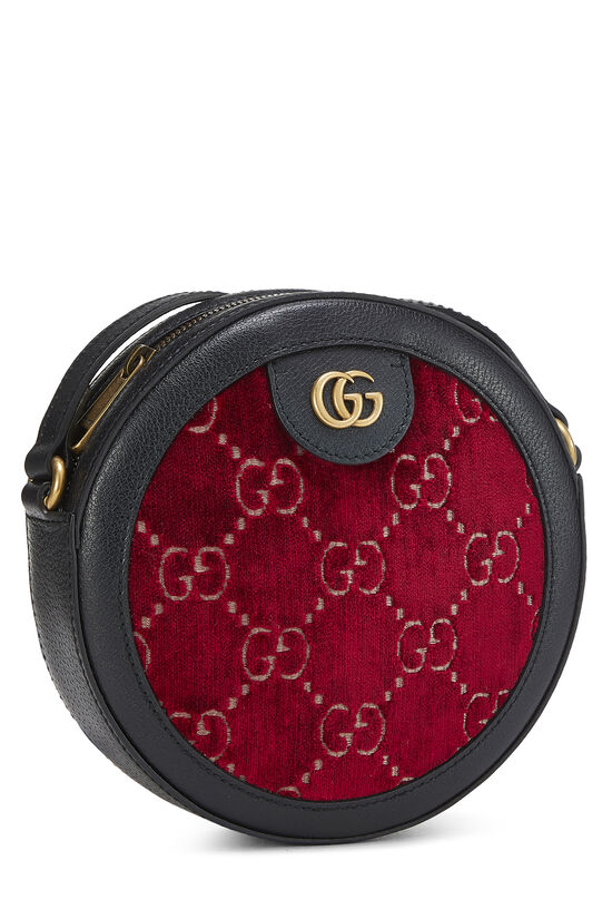 Burgundy Velvet GG Marmont Round Shoulder Bag Mini, , large image number 1