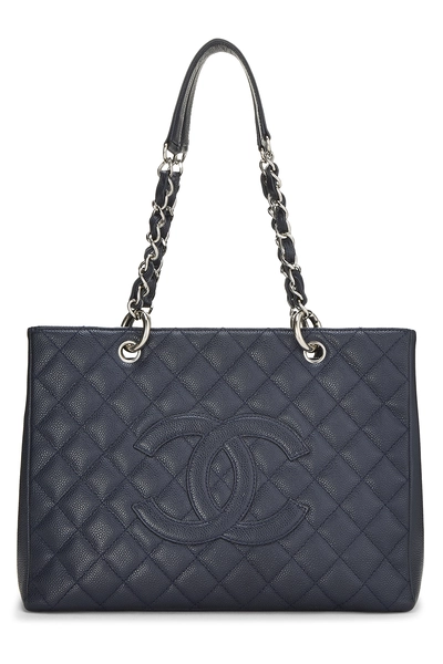 Chanel Navy Quilted Caviar Grand Shopping Tote (GST)