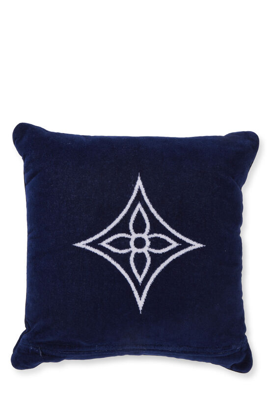 Blue Monogram Cotton Beach Cushion, , large image number 1