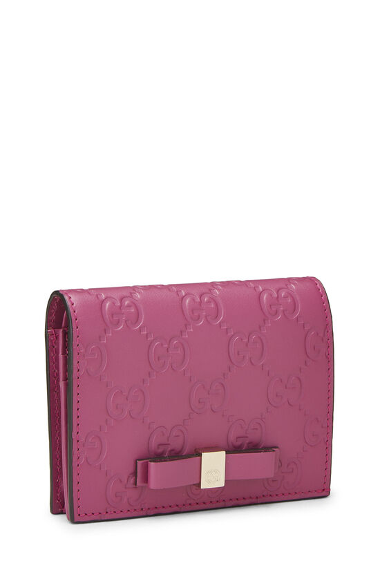 Pink Guccissima Leather Bow Card Wallet, , large image number 1