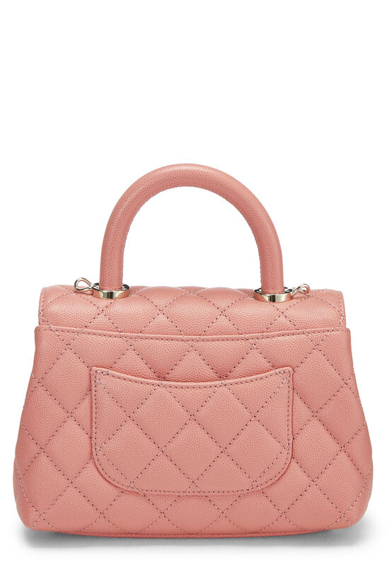 Chanel Small Pink Caviar Quilted Coco Flap Bag with Champagne Gold