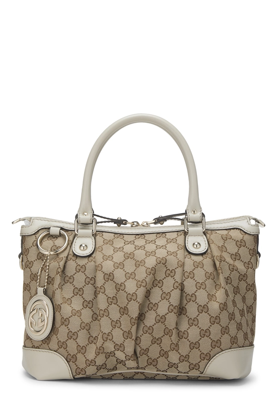 White Original GG Canvas Sukey Zip Handbag Large, , large image number 0
