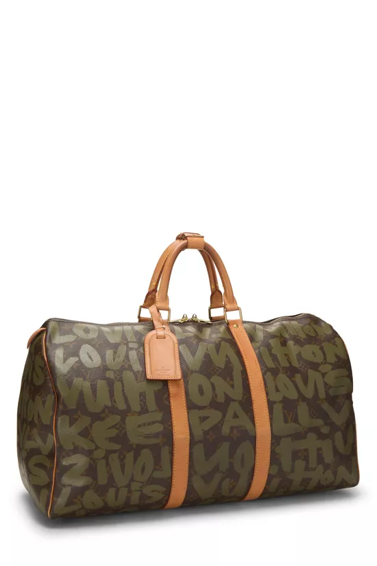 Stephen Sprouse x Louis Vuitton Green Monogram Graffiti Keepall 50, , large image number 1