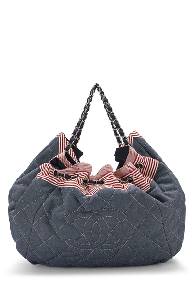 Chanel Navy Denim Coco Cabas Spirit Large