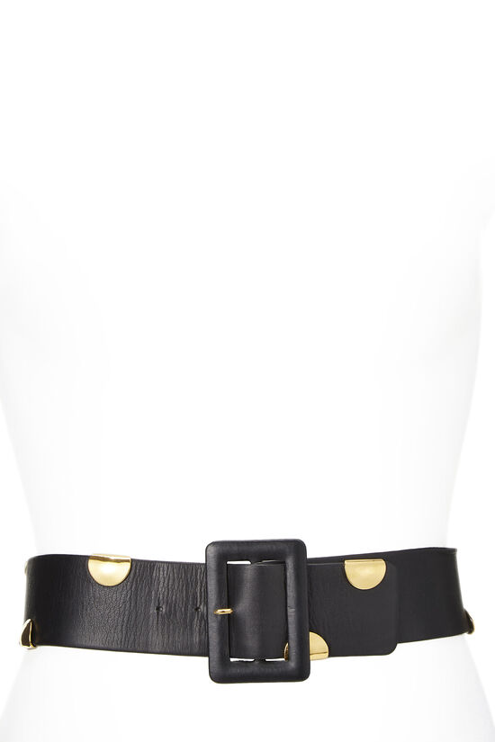 Chanel Fall 1993 Wide CC Black Leather Charm Waist Belt