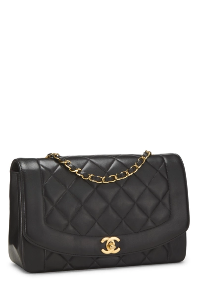 Black Quilted Lambskin Diana Flap Medium, , large