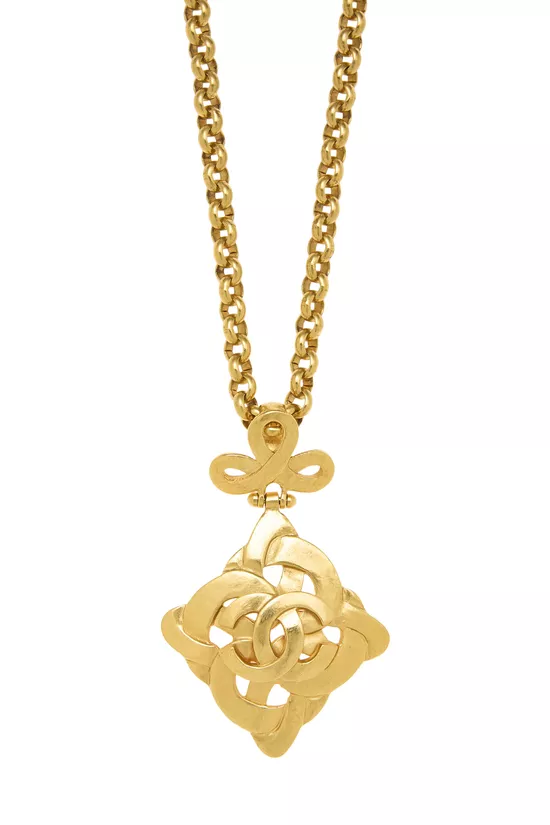 Gold Squiggle 'CC' Necklace, , large image number 1