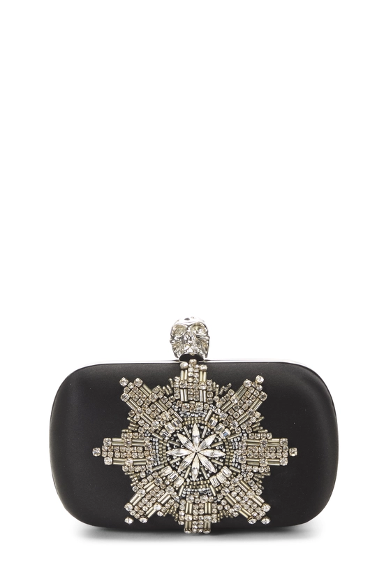 Black Embellished Skull Box Clutch, , large image number 0
