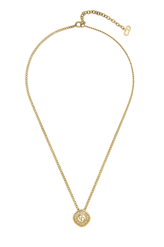 Gold & Crystal 'CD' Necklace, , large image number 0