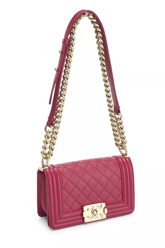 Pink Quilted Caviar Boy Bag Small, , large image number 1