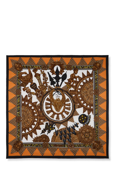 Orange & Multicolor 'L'or Des Chefs' Silk Scarf 90
