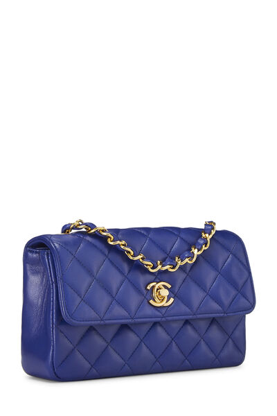 Blue Quilted Lambskin Half Flap Mini, , large