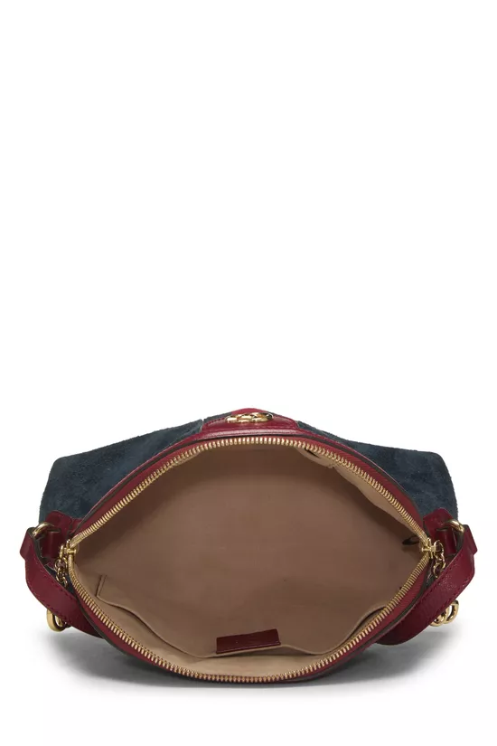 Navy Suede Ophidia Shoulder Bag Small, , large image number 5