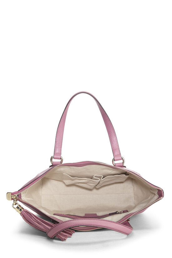 Pink Grained Leather Soho Zip Tote , , large image number 5